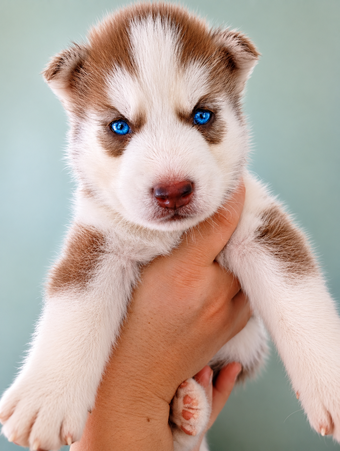 Portrait retouché d’un chiot Husky aux yeux bleus